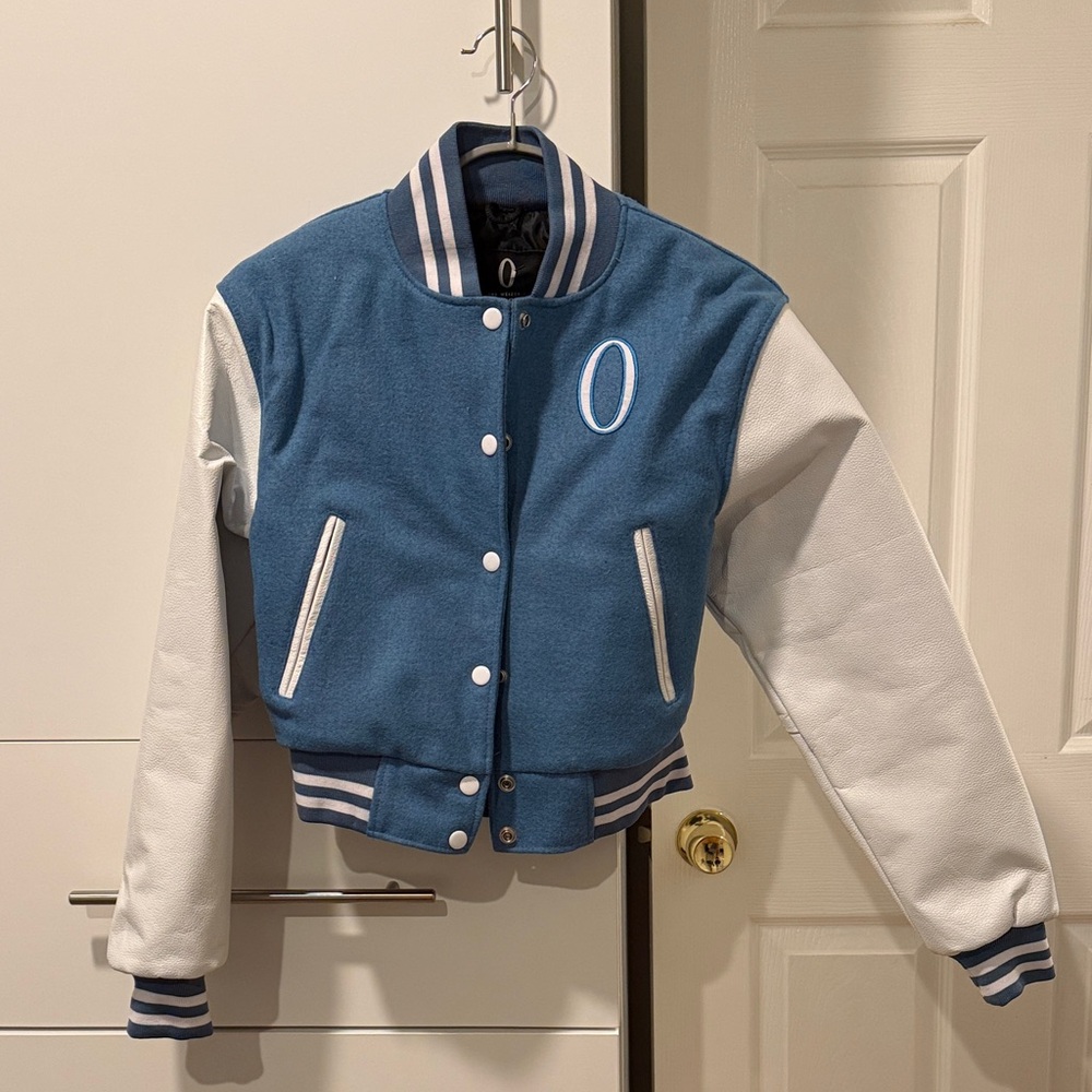 Olympia Activewear Blue and White Varsity Jacket